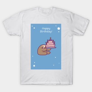 Happy Birthday Cake Sloth T-Shirt